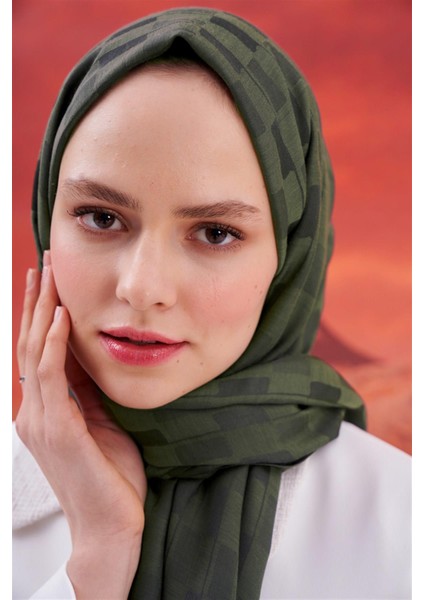 Küpçizgi Jakar Italyan Ipekli Şal Haki