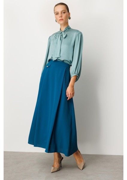 Sahte Cep Detaylı Krep Etek-Petrol indirimleri