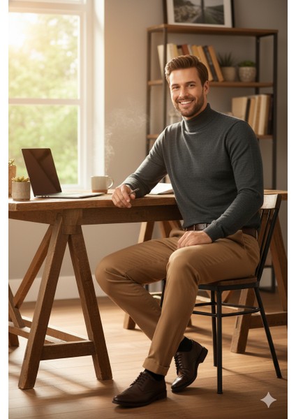 Erkek Kışlık Yarım Balıkçı Yaka Kazak Pamuklu Marina Örme Uzun Kollu Düz Renk Rahat Kesim fiyatları