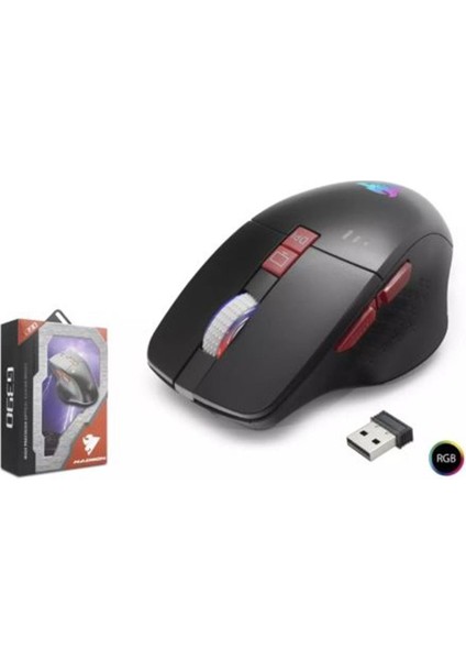 G390 Kablosuz Oyuncu Mouse Type-C Port Şarjlı + LED Gösterim Rgb 1600DPI Sessiz Siyah