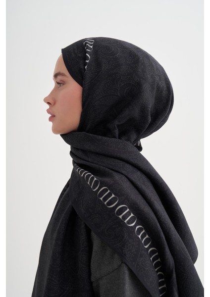 Elenora Monogram Floş Şal Siyah modelleri