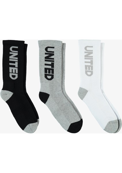 4 Cure Unisex Siyah/gri/beyaz 3'lü Çorap