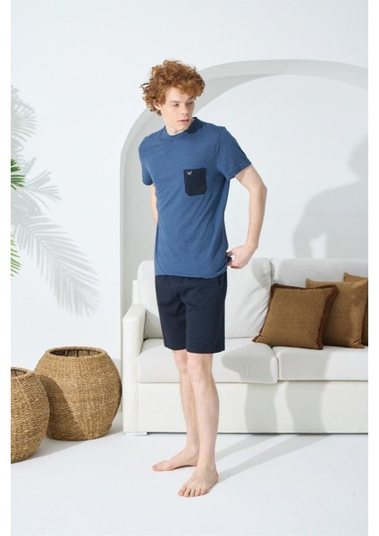 1004 Erkek Kısa Kol Şortlu Pijama Takımı