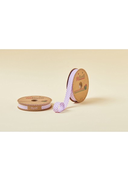 Biye Ekoseli Katlı E07 Lila 2 cm 25 Metre %65 Koton %35 Polyester