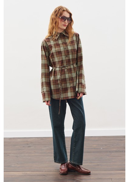 Üçgen Fularlı Oversıze Gömlek Ekose Yeşil fırsatları