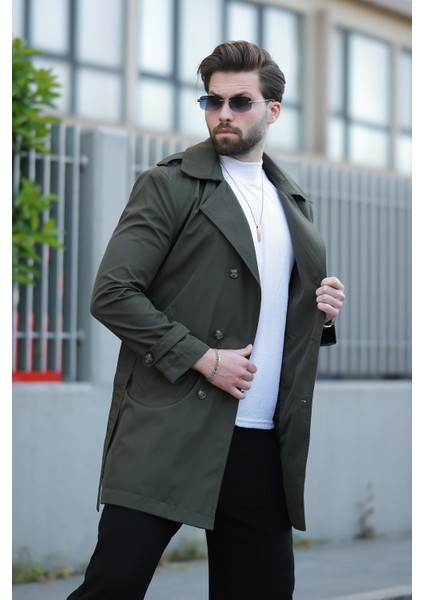 Erkek Premium Apoletli Deri Trençkot & Pardesü
