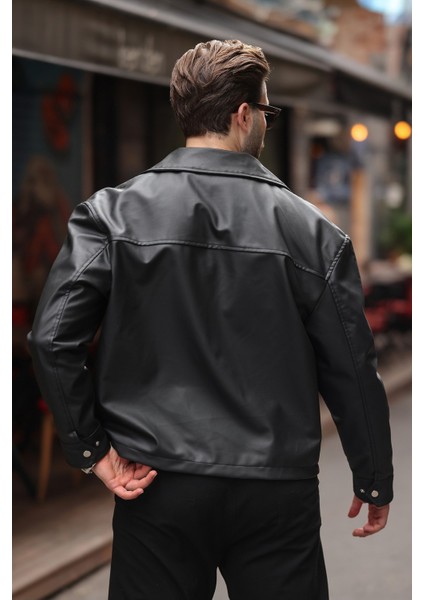 Basic Oversize Deri Ceket - Çift Fermuarlı Ikonik Tasarım fırsatları
