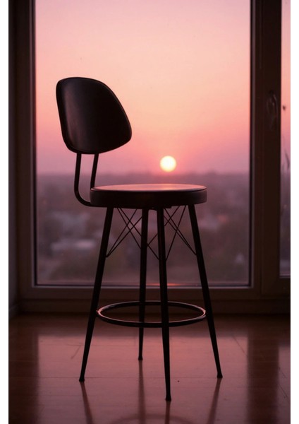 Has Bar Sandalyesi Siyah Deri 65 cm Siyah 90 ile 100 cm Arası Olan Ada & Masalara Uygundur