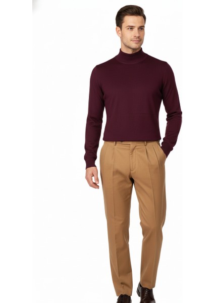 Erkek Kışlık Yarım Balıkçı Yaka Kazak Pamuklu Marina Örme Uzun Kollu Düz Renk Rahat Kesim