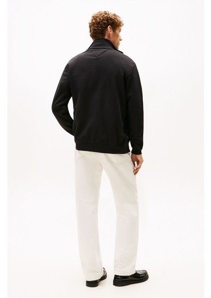 Erkek Global Stripe Şerit Detaylı Dik Yaka Fermuarlı Sweatshirt - Siyah modelleri