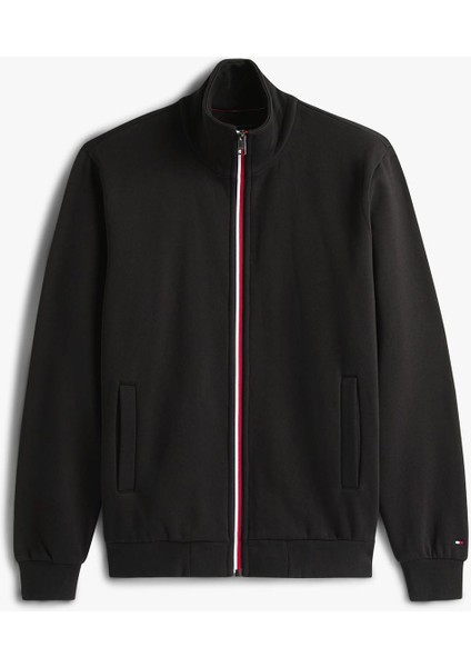 Erkek Global Stripe Şerit Detaylı Dik Yaka Fermuarlı Sweatshirt - Siyah indirimleri