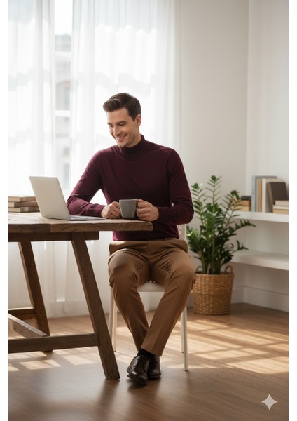 Erkek Kışlık Yarım Balıkçı Yaka Kazak Pamuklu Marina Örme Uzun Kollu Düz Renk Rahat Kesim fırsatları