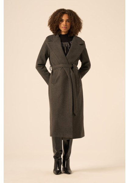 Bayan Kaşe Kaban Gri 31251