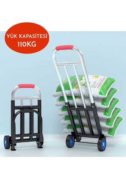 Yeni Nesil Profesyonel 110KG Taşıma Kapasite Katlanır El Arabası Koli Yük Eşya Paket Taşıma
