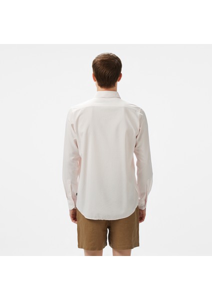 Erkek Pembe Classic Fit Çizgili Gömlek fiyatları