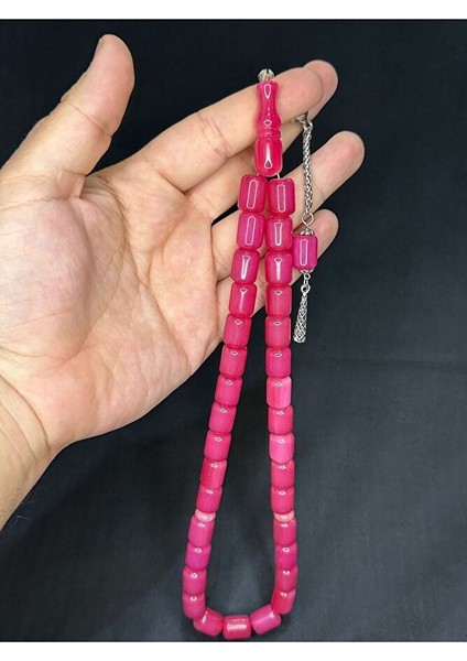 SIKMA KEHRİBAR TESBİH BÜYÜK BOY PEMBE RENK 14MM X 11MM T-518 fırsatları