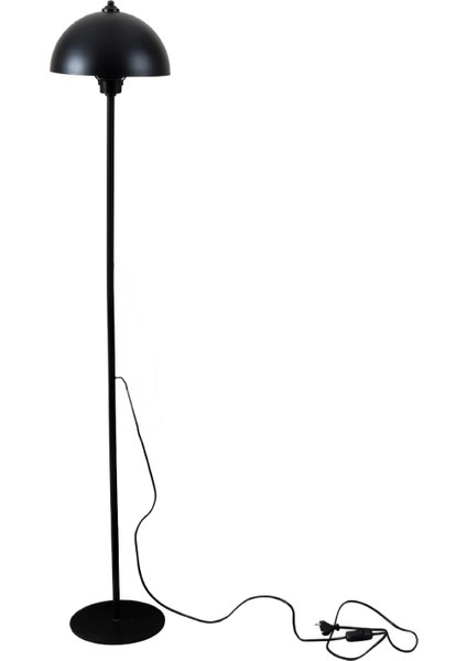 Luna Tek Ayaklı Siyah Metal Lambader | Oturma Odası & Yatak Odası & Salon Lambası