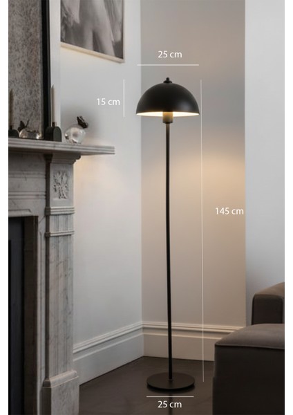 Luna Tek Ayaklı Siyah Metal Lambader | Oturma Odası & Yatak Odası & Salon Lambası fiyatları