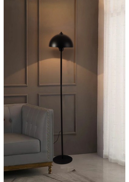 Luna Tek Ayaklı Siyah Metal Lambader | Oturma Odası & Yatak Odası & Salon Lambası fırsatları