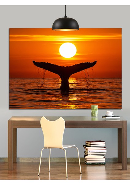 Turuncu Balina Kuyruğu Dekoratif Kanvas - Mdf Ahşap Tablo