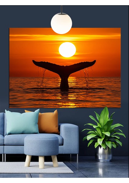 Turuncu Balina Kuyruğu Dekoratif Kanvas - Mdf Ahşap Tablo fiyatları