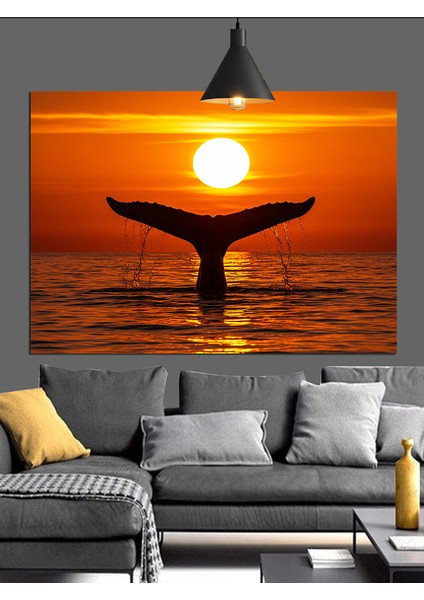 Turuncu Balina Kuyruğu Dekoratif Kanvas - Mdf Ahşap Tablo fırsatları