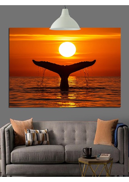 Turuncu Balina Kuyruğu Dekoratif Kanvas - Mdf Ahşap Tablo indirimleri