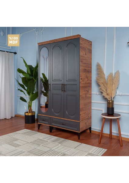 Slope 3 Kapaklı Mdf Ayaklı Tasarım Country Gardırop fiyatları