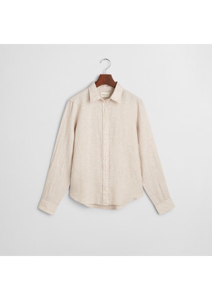 Kadın Bej Regular Fit Klasik Yaka Gömlek indirimleri