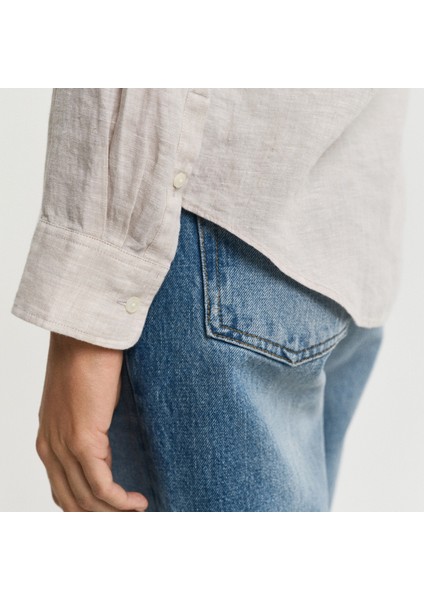 Kadın Bej Regular Fit Klasik Yaka Gömlek