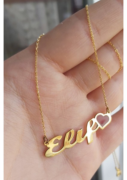 925 Ayar Gümüş 24 Ayar Altın Kaplama Isimli Kolye