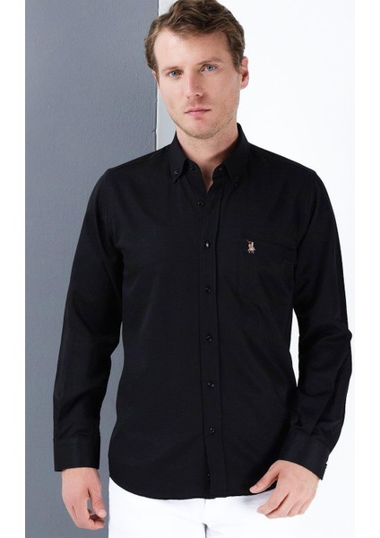 G985 Dewberry Erkek Gömlek-Siyah