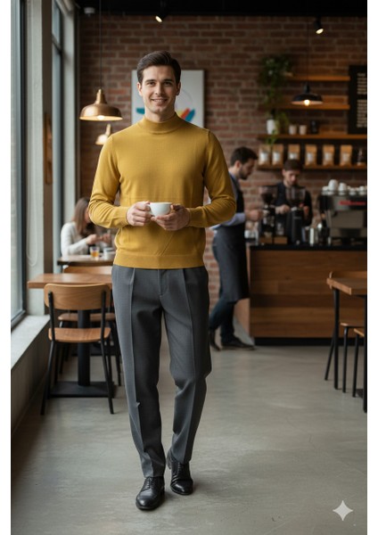 Erkek Kışlık Yarım Balıkçı Yaka Kazak Pamuklu Marina Örme Uzun Kollu Düz Renk Rahat Kesim indirimleri