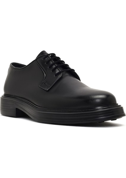 Erkek Siyah Bağcıklı Deri Casual Ayakkabı 25WFD610222