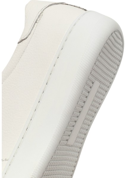 Erkek Beyaz Bağcıklı Kalın Tabanlı Deri Sneaker 25WFD8240FT