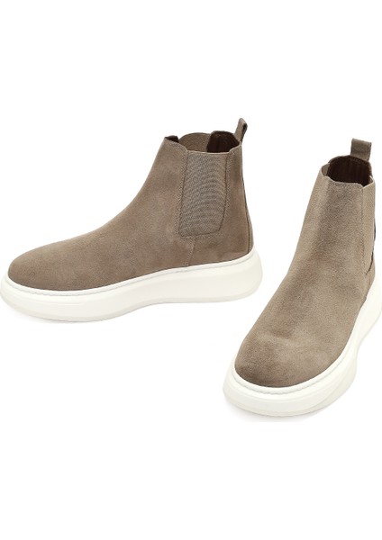 Erkek Bej Kalın Tabanlı Süet Deri Chelsea Bot 25WFD632110 modelleri