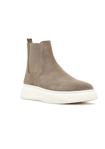 Erkek Bej Kalın Tabanlı Süet Deri Chelsea Bot 25WFD632110