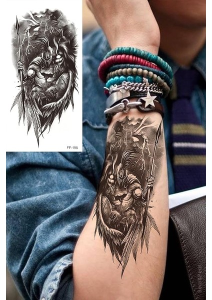 Gladyatör Dövmesi, Aslan Dövmesi, Savaşçı Dövmesi, Geçici Dövme Tattoo, Erkek Geçici Dövme, Kol ve Vücut Dövmesi