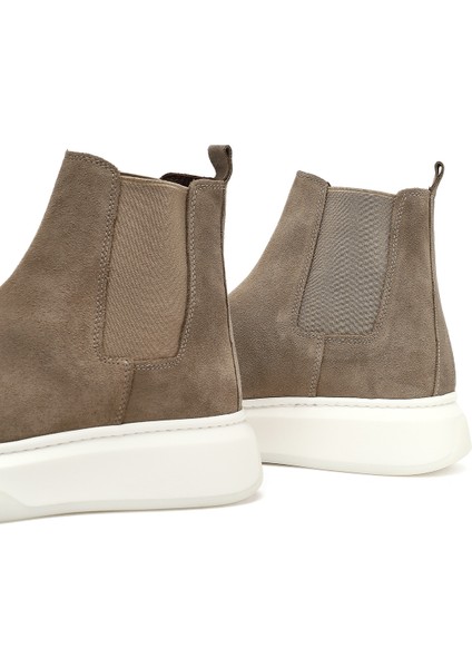 Erkek Bej Kalın Tabanlı Süet Deri Chelsea Bot 25WFD632110