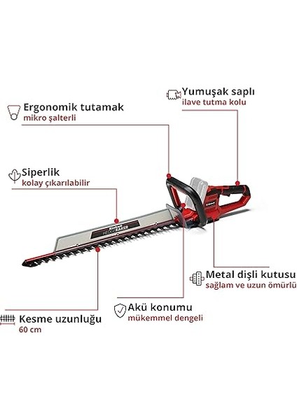 Akülü Çit Budama Ge-Ch 18/60 Li-Solo Power X-Change (18 V, 60 cm Kesim Uzunluğu, 22 mm Diş Aralığı, Döner Tutamak, Kırpıntı Toplayıcı, Akü Dahil Değildir) - 3410930 modelleri