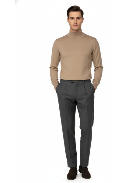 Erkek Kışlık Yarım Balıkçı Yaka Kazak Pamuklu Marina Örme Uzun Kollu Düz Renk Rahat Kesim