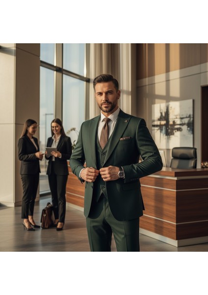 Slim Fit, Mono Yaka, Blazer, Erkek Takım Elbise, Erkek Zümrüt Yeşili fiyatları