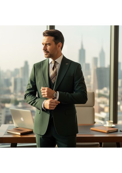 Slim Fit, Mono Yaka, Blazer, Erkek Takım Elbise, Erkek Zümrüt Yeşili modelleri