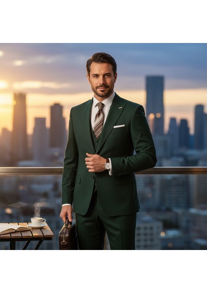 Slim Fit, Mono Yaka, Blazer, Erkek Takım Elbise, Erkek Zümrüt Yeşili indirimleri
