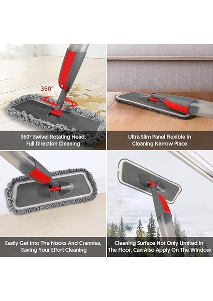 Mikrofiber Paspas Sprey Zemin Paspası, Zemin Temizliği Için Spreyli, Sert Zeminler Için Temizlik Paspasları, Parke Laminat Fayans Zeminler, Islak Paspas Toz Paspasları, 3 Yıkanabilir Yedek indirimleri