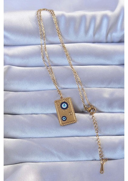 Bfs 316L Altın Renk Işlemeli Nazarlı Vintage Kolye fiyatları