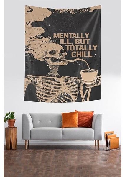 Mentally Ill But Totally Chill Leke Tutmaz Kumaş Duvar Örtüsü Duvar Halısı Tapestry, Kahve 50 x 37, 768745310014005 modelleri
