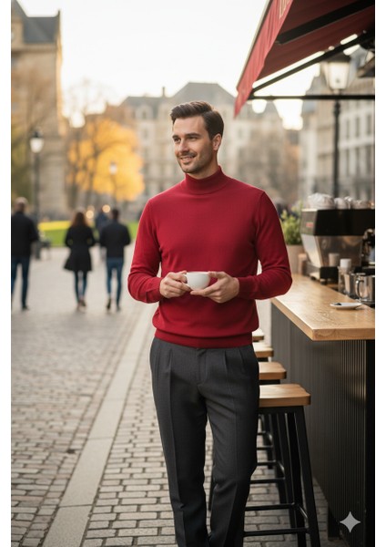 Erkek Kışlık Yarım Balıkçı Yaka Kazak Pamuklu Marina Örme Uzun Kollu Düz Renk Rahat Kesim modelleri