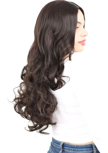 Yoğun Dalgalı Fiber Sentetik Uzun Perçemsiz Peruk-Kahverengi fiyatları