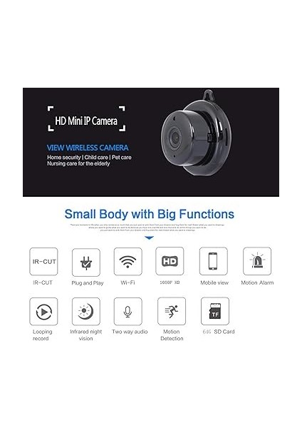 Mini Kamera Full Hd 1080P Kablosuz Güvenlik Kamerası Ip Kamera Taşınabilir Ev Kamera, Iç ve Dış Mekan Için Gece Görüş ve Alarm ile fiyatları